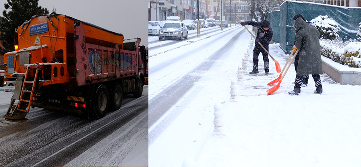 AKŞEHİR BELEDİYESİ’NDEN KAR VE BUZLANMAYA KARŞI KESİNTİSİZ MÜCADELE!