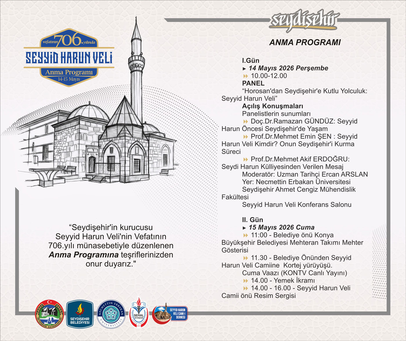 SEYYİD HARUN VELİ ANMA ETKİNLİKLERİ BAŞLIYOR