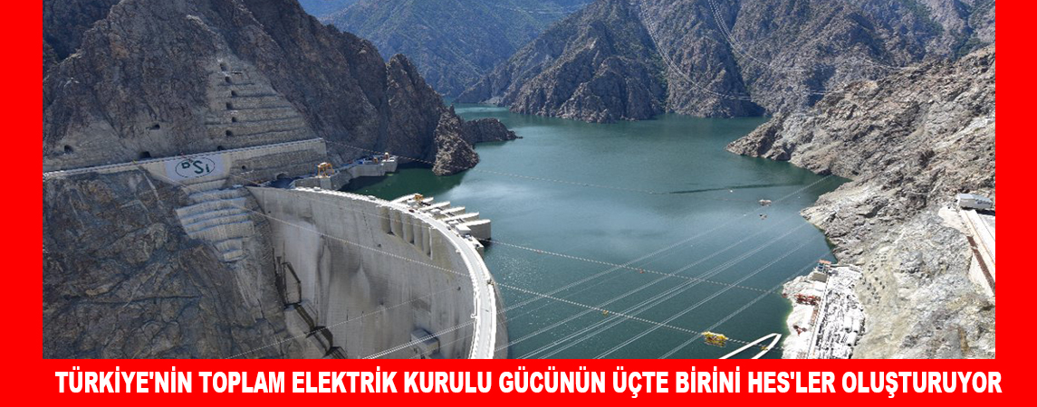 TÜRKİYE'NİN TOPLAM ELEKTRİK KURULU GÜCÜNÜN ÜÇTE BİRİNİ HES'LER OLUŞTURUYOR