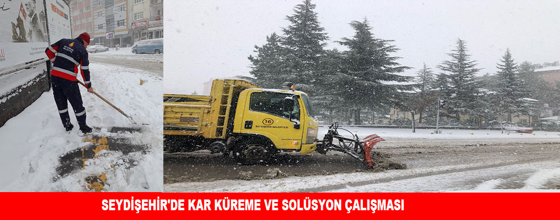 SEYDİŞEHİR'DE KAR KÜREME VE SOLÜSYON ÇALIŞMASI
